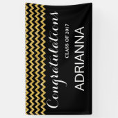 金ゴールドのフェイクなグリッターのシェブロンのお祝いの卒業生 横断幕 (縦)