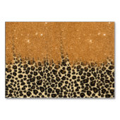 金ゴールドのフェイクなグリッターのブラシの打撃が付いているヒョウのプリント テーブルナンバー (正面)