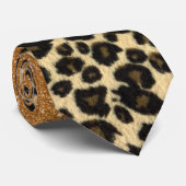 金ゴールドのフェイクなグリッターのブラシの打撃が付いているヒョウのプリント ネクタイ (ロール)