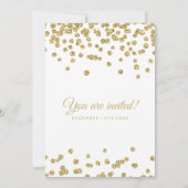 金ゴールドのフェイクなグリッターの紙吹雪のエレガントな結婚式の白 招待状 (裏面)