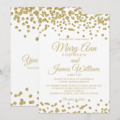 金ゴールドのフェイクなグリッターの紙吹雪のエレガントな結婚式の白 招待状 (正面/裏面)