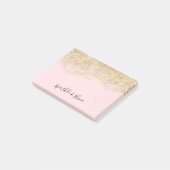 金ゴールドのフェイクなグリッターの赤面のピンクの輝き ポストイット (アングル)