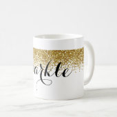 金ゴールドのフェイクなグリッターの輝き コーヒーマグカップ (正面右)
