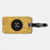 金ゴールドのフェイクなグリッターパターンガーリーなモノグラム ラゲッジタグ (裏面横)