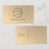 金ゴールドのフェイクなバスケットボールのコーチの名刺 名刺 (正面/裏面)