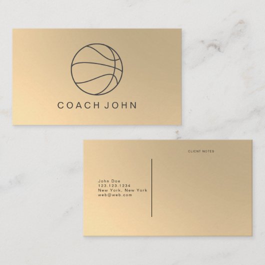 金ゴールドのフェイクなバスケットボールのコーチの名刺 名刺 (正面/裏面)