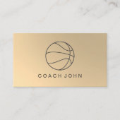 金ゴールドのフェイクなバスケットボールのコーチの名刺 名刺 (正面)