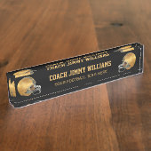 金ゴールドのフットボールのコーチ デスクネームプレート (側面)