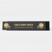 金ゴールドのフットボールのコーチ デスクネームプレート (正面)