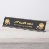 金ゴールドのフットボールのコーチ デスクネームプレート (正面)