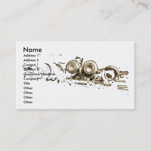 金ゴールドのフルートの名刺のテンプレート 名刺 (正面)