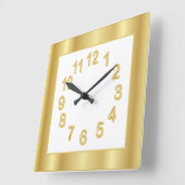 金ゴールドのフレームと番号 |背景色の選択 スクエア壁時計 (傾斜)