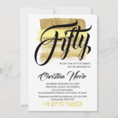 金ゴールドのブラシのきらめく50誕生会のトレンディー 招待状 (正面)