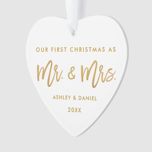 金ゴールドのブラシの原稿の初めてのクリスマス|の写真の背部 オーナメント (正面)