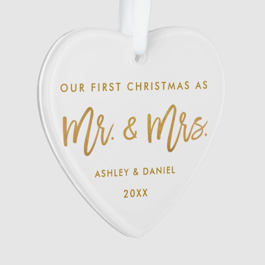 金ゴールドのブラシの原稿の初めてのクリスマス|の写真の背部 オーナメント (正面)