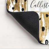 金ゴールドのブラシストロモダンーアート水玉模様 マウスパッド (コーナー)