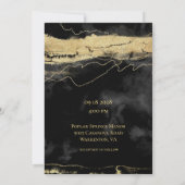 金ゴールドのブラッシュストロークの黒いビロードモダンの結婚ストローク 招待状 (裏面)