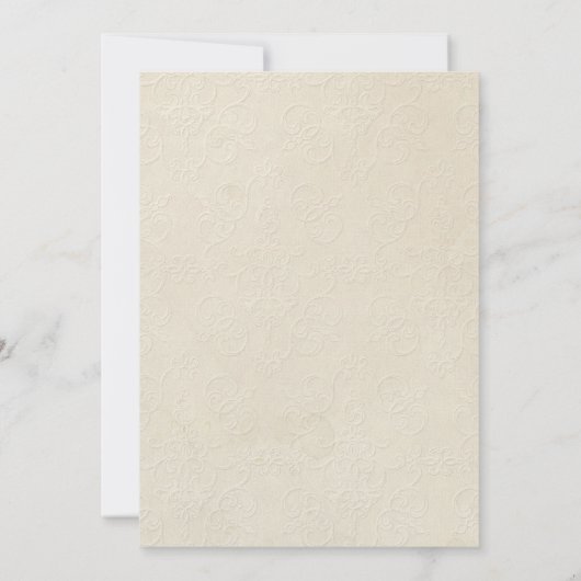 金ゴールドのブロケードの花のフォーマルでエレガントなブライダルシャワー 招待状 (裏面)