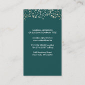 金ゴールドのベビーの呼吸およびティール（緑がかった色）色のエレガントな花柄 名刺 (裏面)