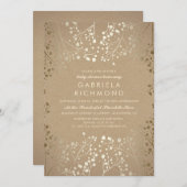 金ゴールドのベビーの呼吸クラフトのベビーシャワー 招待状 (正面/裏面)