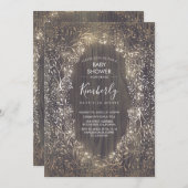 金ゴールドのベビーの呼吸素朴な国のベビーシャワー 招待状 (正面/裏面)