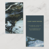 金ゴールドのベールを被った青い大理石の宝石のブティックジュエリー 名刺 (正面/裏面)