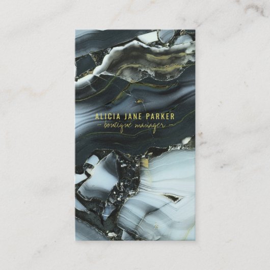 金ゴールドのベールを被った青い大理石の宝石のブティックジュエリー 名刺 (正面)
