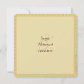 金ゴールドのペイズリーのイスラム教の結婚式 招待状 (裏面)