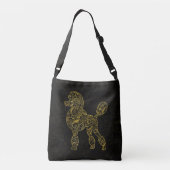 金ゴールドのペイズリーパターンのプードル犬 クロスボディバッグ (裏面)