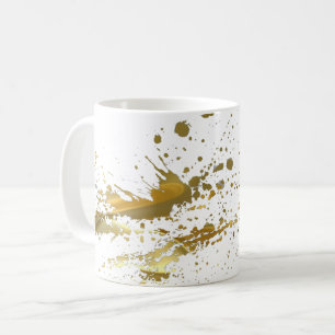 金ゴールドのペンキの(ばちゃばちゃ)跳ねるのコーヒー・マグ コーヒーマグカップ