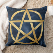金ゴールドのペンタグラム記号（青） クッション (ブランケット)