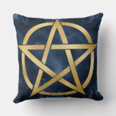 金ゴールドのペンタグラム記号（青） クッション (裏面)