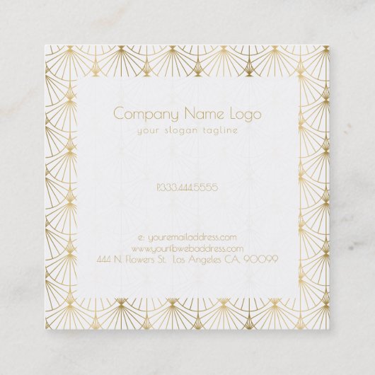 金ゴールドのホワイトアートデコ スクエア名刺 (裏面)