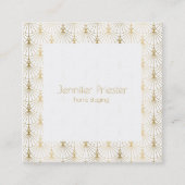 金ゴールドのホワイトアートデコ スクエア名刺 (正面)