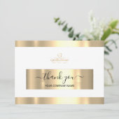 金ゴールドのホワイトロゴありがとうご協力お願いBusiness Insert Card 招待状 (スタンド正面)