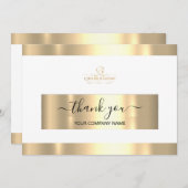 金ゴールドのホワイトロゴありがとうご協力お願いBusiness Insert Card 招待状 (正面/裏面)