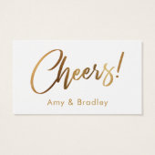 金ゴールドのホワイト手書きスクリプトドリンクチケット (裏面)