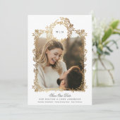 金ゴールドのボタニカルフレーム結婚写真 セーブザデート (スタンド正面)