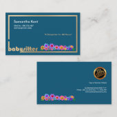 金ゴールドのボーダーベビーシッターの美しい花 コーリングカード (正面/裏面)