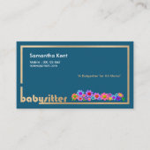 金ゴールドのボーダーベビーシッターの美しい花 コーリングカード (正面)