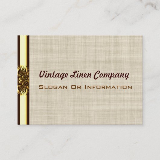 金ゴールドのボーダーヴィンテージのリネン名刺 名刺 (正面)