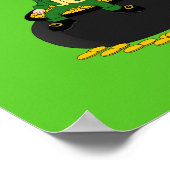 金ゴールドのポットに座っている漫画のレプレシャン ポスター (角)