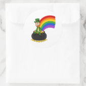 金ゴールドのポットに座っている漫画のレプレシャン ラウンドシール (バッグ)