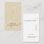 金ゴールドのポルカのDotPatternのベージュ縦の名刺 名刺 (正面/裏面)