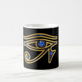 金ゴールドのマグのRAのサファイアの目 コーヒーマグカップ