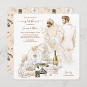 金ゴールドのマグノリアはブライダルシャワーをつなぎます 招待状 (正面/裏面)