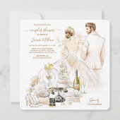 金ゴールドのマグノリアはブライダルシャワーをつなぎます 招待状 (正面)