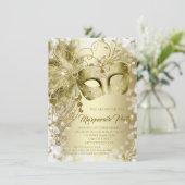 金ゴールドのマスクのMaqueradeのエレガントなパーティー 招待状 (スタンド正面)