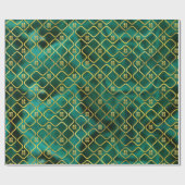 金ゴールドのマラカイトの中国のな二重幸福の記号 ラッピングペーパー (フラット)