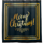 金ゴールドのメリークリスマス シャワーカーテン (正面)